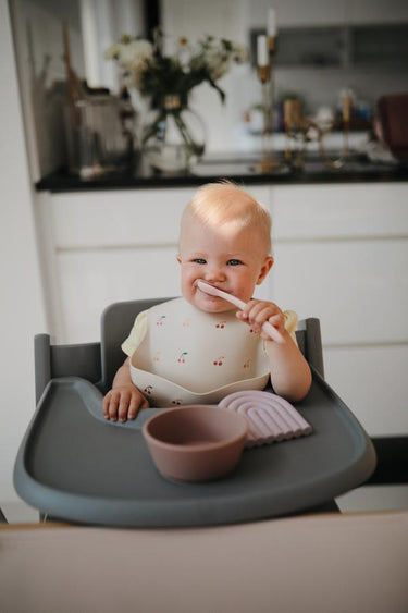 Mushie Silicone Feeding Spoons, Cambridge Blue/Shifting Sand